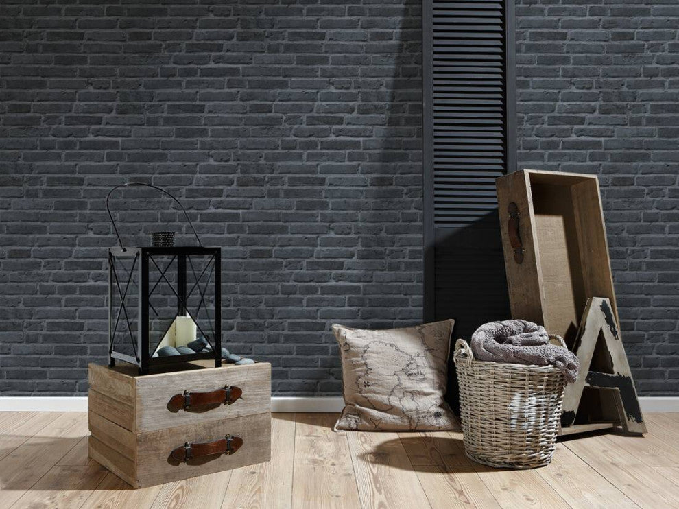 Textured Wallpaper Faux Featuring Brick Wall, 942833