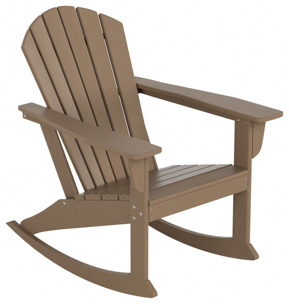 WestinTrends Outdoor Patio Poly Lumber Adirondack Porch Rocking Chair Rocker, Weathered Wood