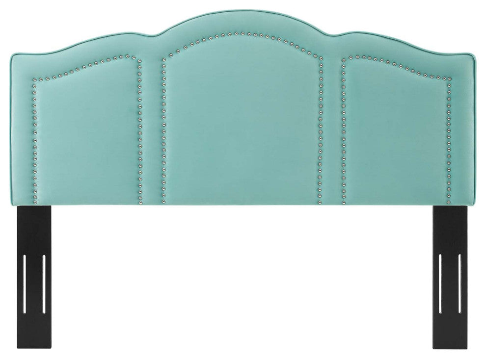 Headboard, King Size, Velvet, Blue, Modern Contemporary, Bedroom Master Suite