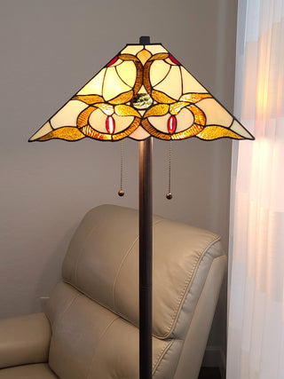 Tiffany Style 2 Light Journey Floor Lamp, 63" Tall