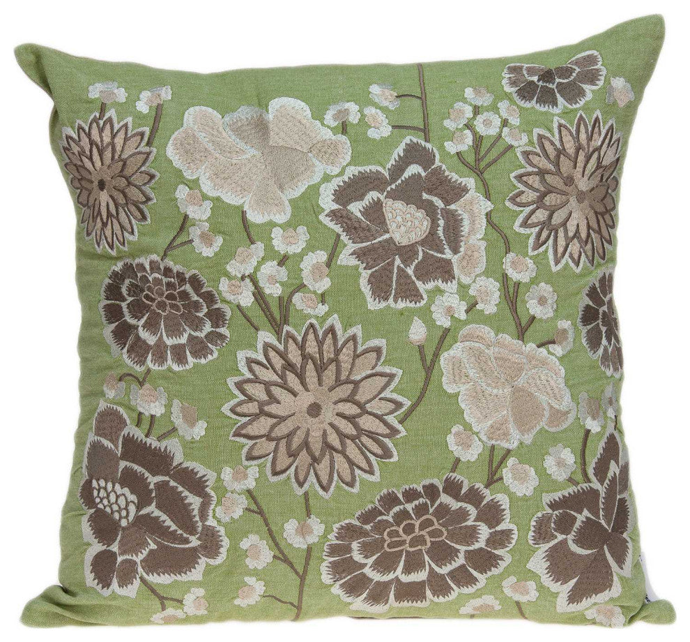 HomeRoots 20" x 7" x 20" Cool Tropical Green Pillow Cover With Down Insert