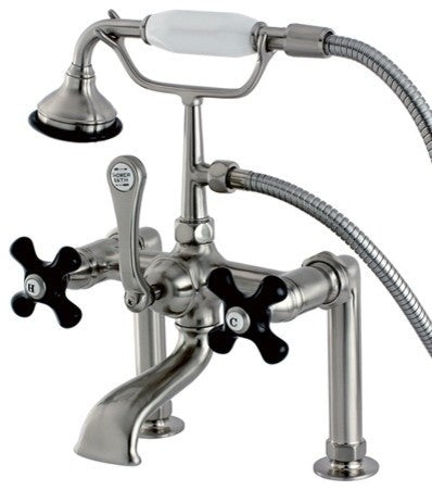 Aqua Vintage Deck Mount Clawfoot Tub Faucet, Brushed Nickel