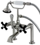 Aqua Vintage Deck Mount Clawfoot Tub Faucet, Brushed Nickel