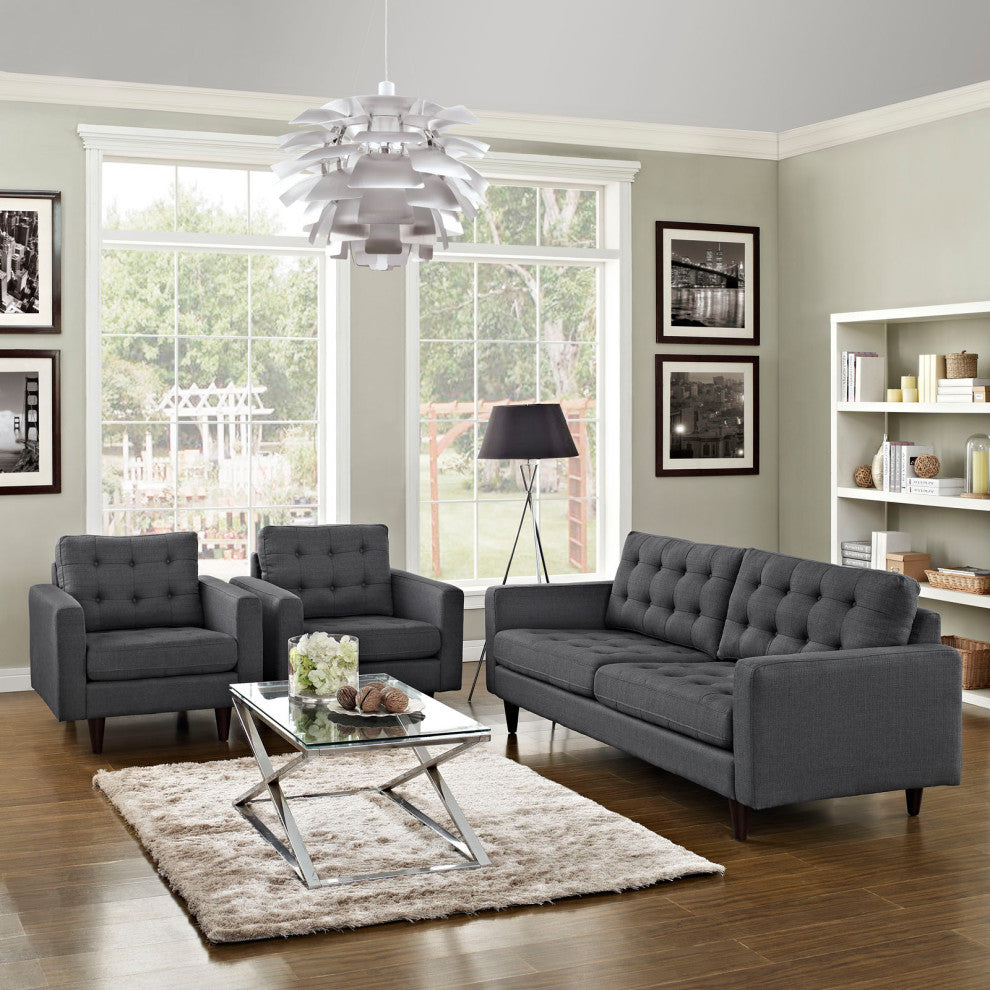 Gray Empress Sofa and Armchairs Set of 3