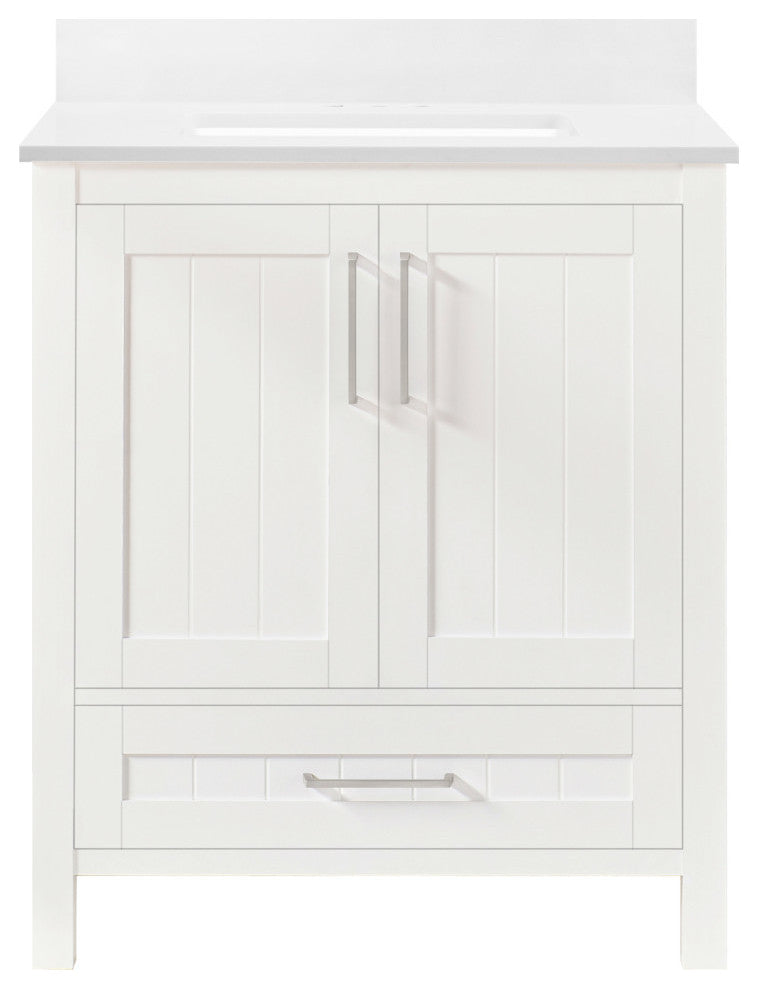Ove Decors Kansas 18" Single Sink Vanity With Countertop, White, 30 in.