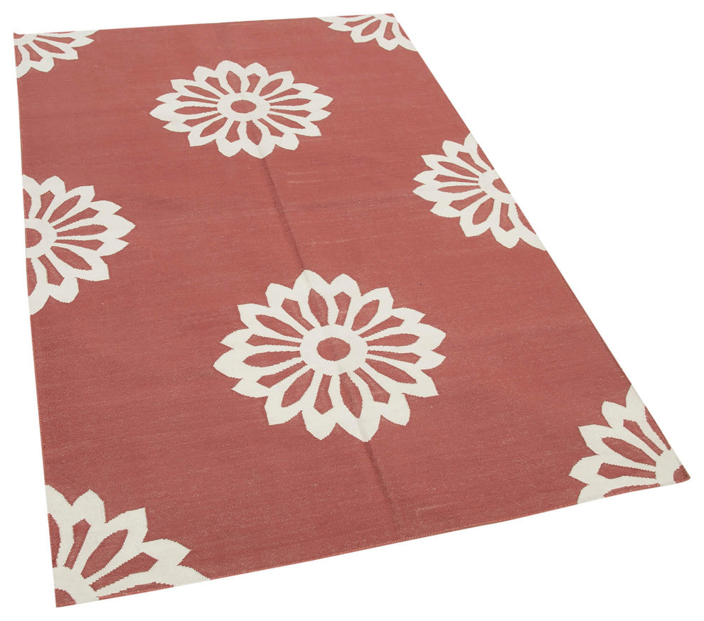 Rug N Carpet - Handmade Wool 3' 6'' x 5' 5'' Geometric Dhurrie Kilim Rug