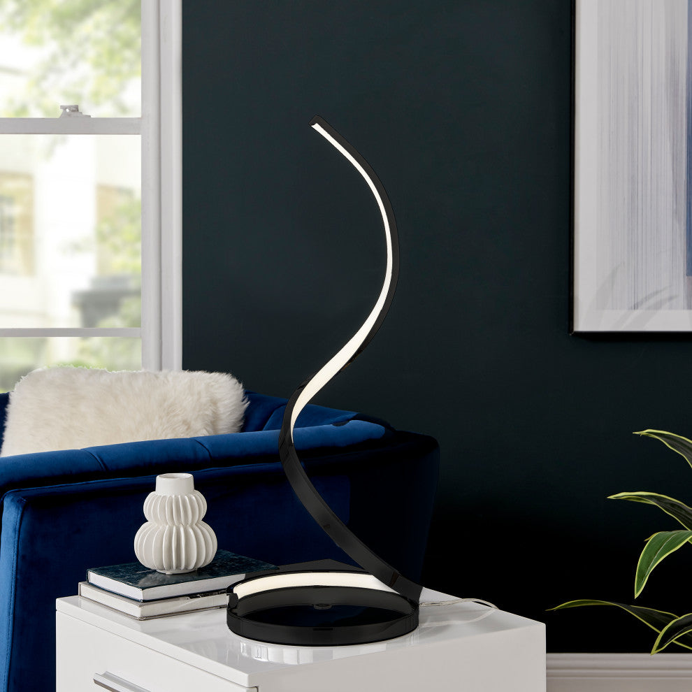 Modern Spiral Dimmable Integrated LED Table Lamp, Black