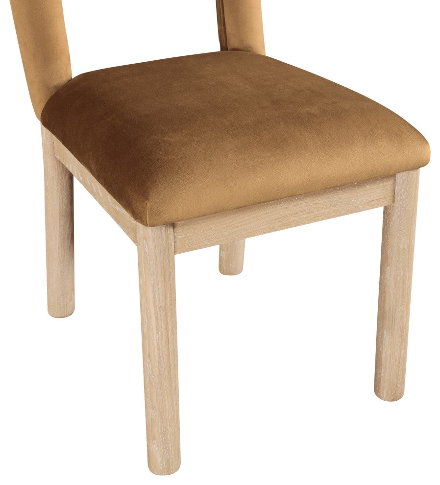 Conrad Upholstered Dining Chair, Saddle, Velvet, Natural Finish