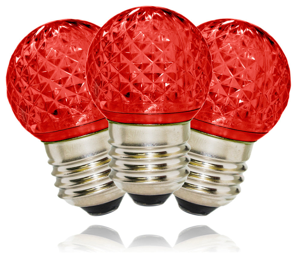 G40 Red Retrofit Bulb, E26 Base, 10 Internal LED Chips