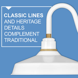 Hinkley Foundry Classic 9.5" Small Gooseneck Barn Light, Gloss White + Brass