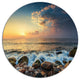 Sunrise And Shining Waves In Sea, Seashore Disc Metal Wall Art, 38"
