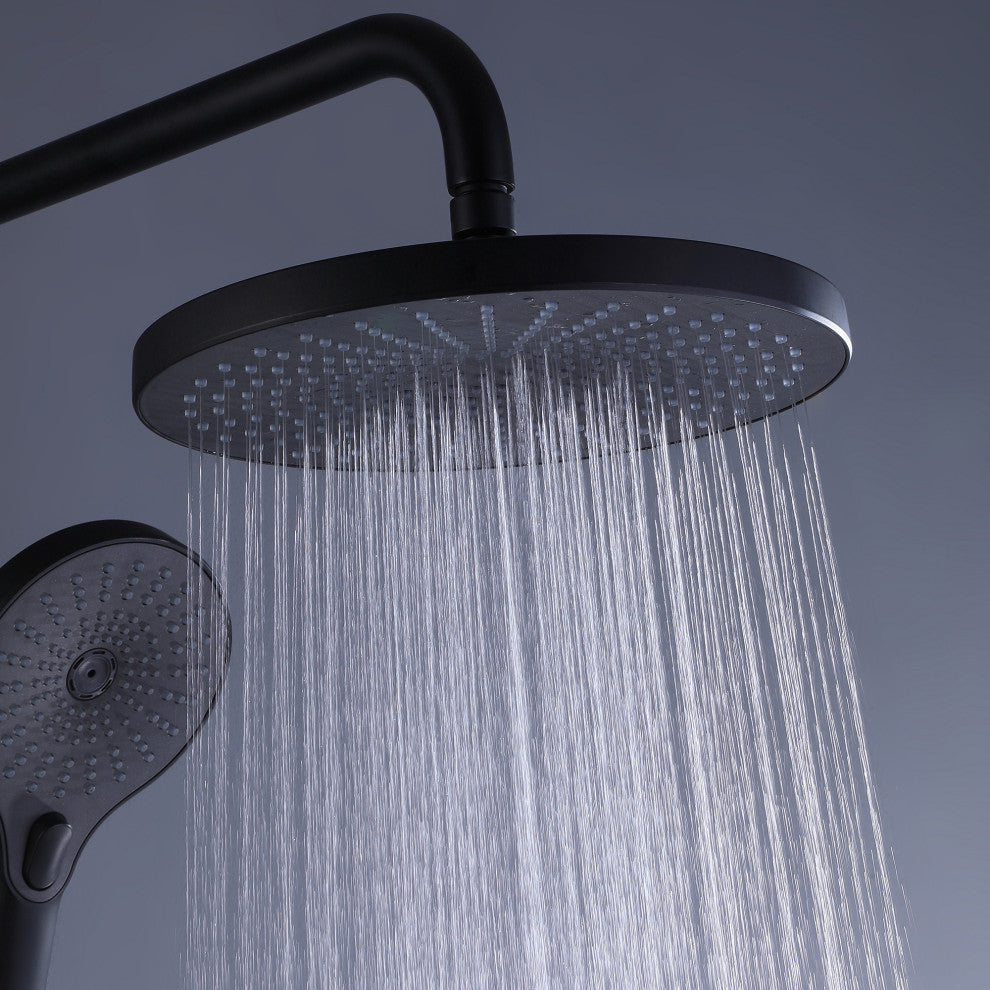 Shower System With Handheld Shower & Shower Head (Not Included Rough Valves), Matte Black