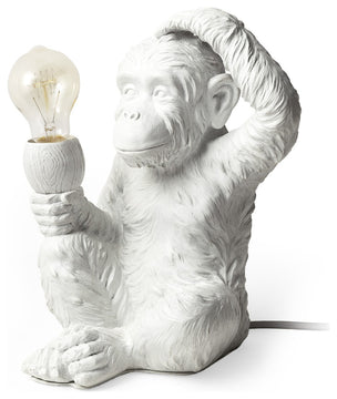 White Whimsical Monkey Table or Desk Lamp