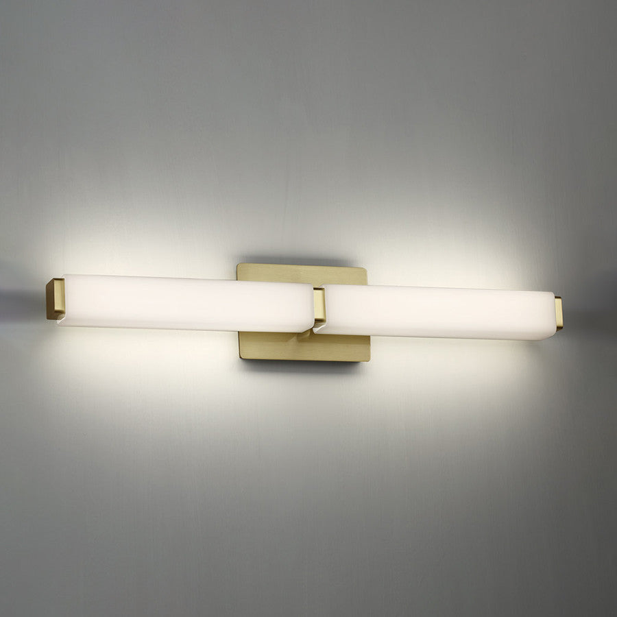 Vogue 27" LED Bathroom Vanity and Wall-Light 3000K, Brushed Brass