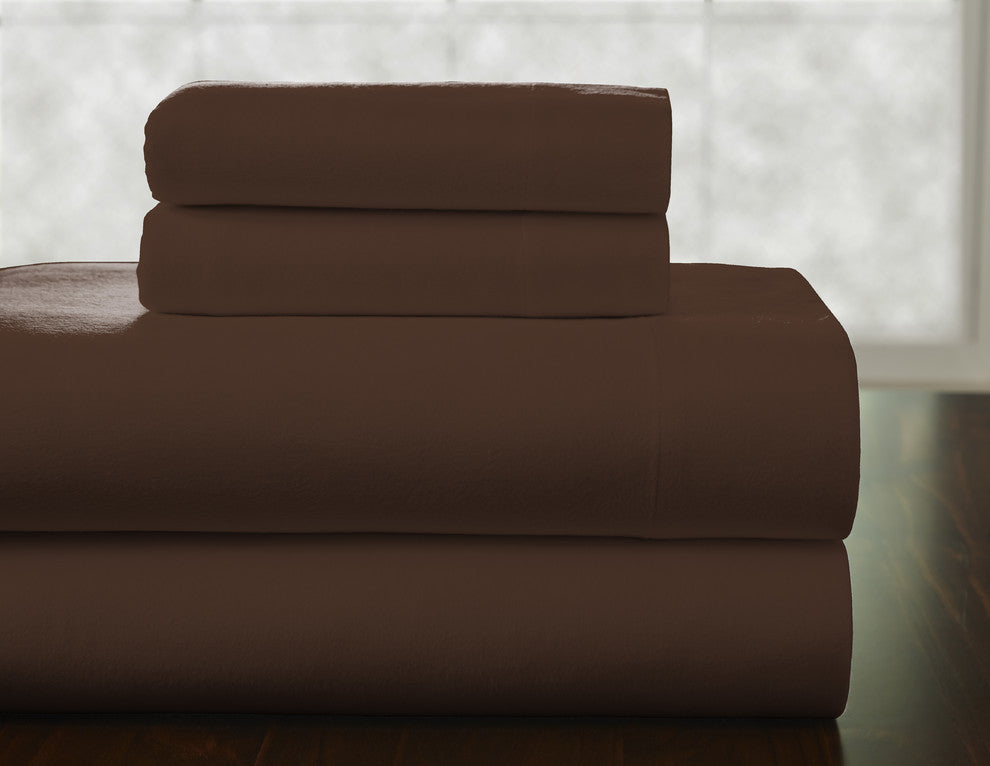 Pointehaven 175 GSM Cotton Flannel Sheet Set, Chestnut, Twin