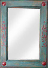 Turquoise and Red Rustic Mirror