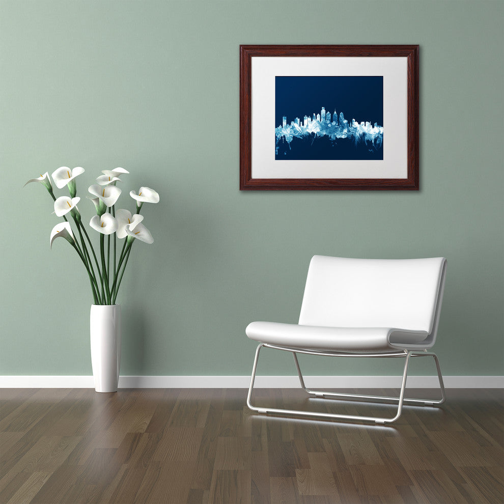 Michael Tompsett 'Philadelphia PA Skyline Navy' Matted Framed Art, 16x20