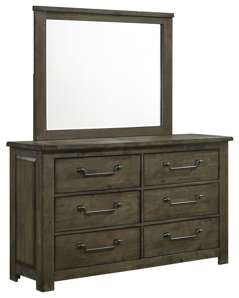 Picket House Furnishings Memphis 6-Drawer Dresser with Mirror Set in Grey