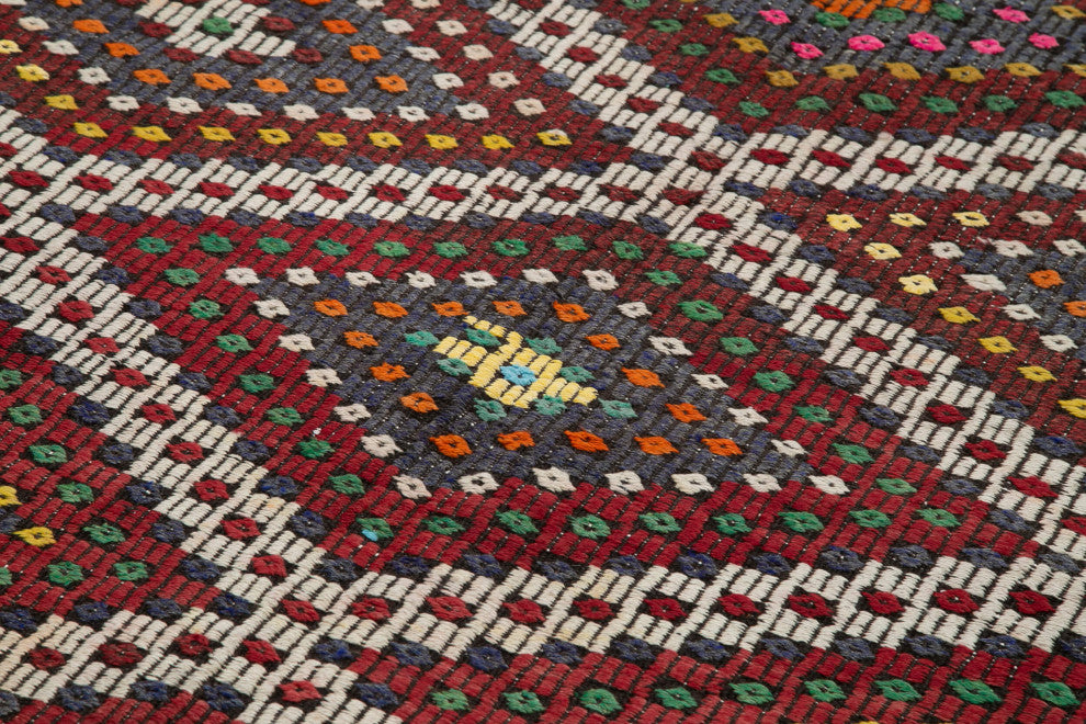 Rug N Carpet - Hand-knotted Turkish 6' 4'' x 11' 11'' Vintage Wool Kilim Rug