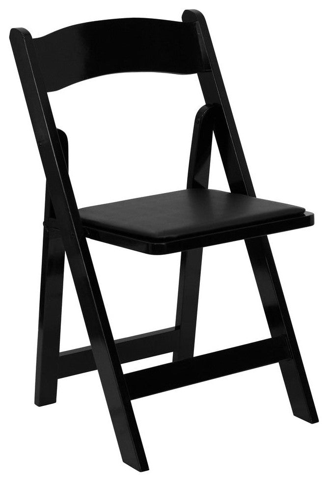 2 Pack Black Wood Folding Chair with Vinyl Padded Seat