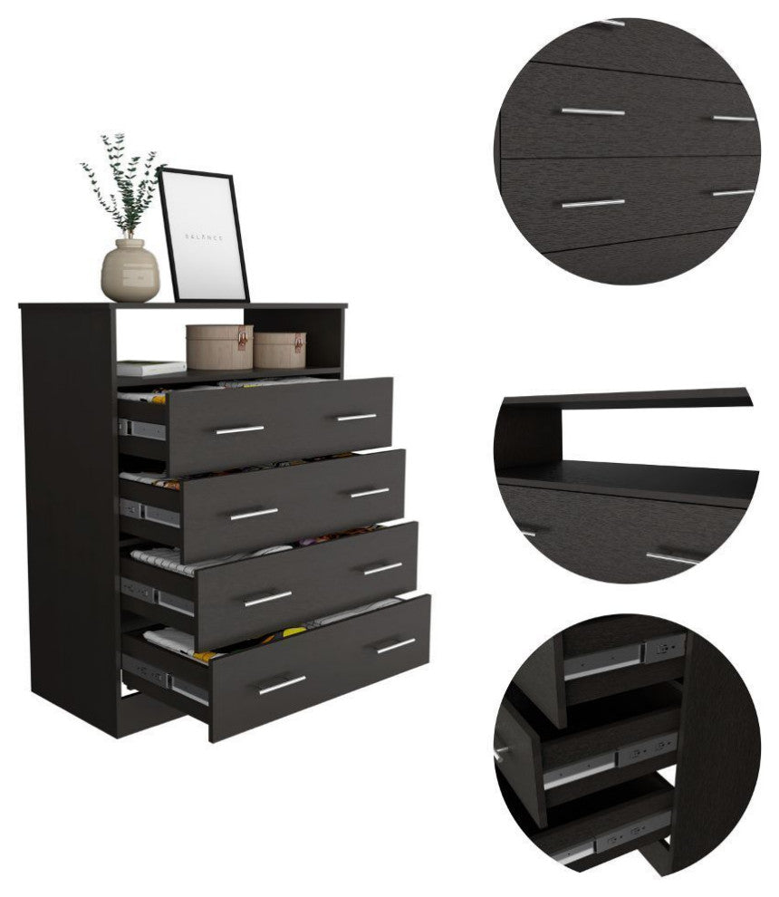 Serbian Four Drawer Dresser, Black