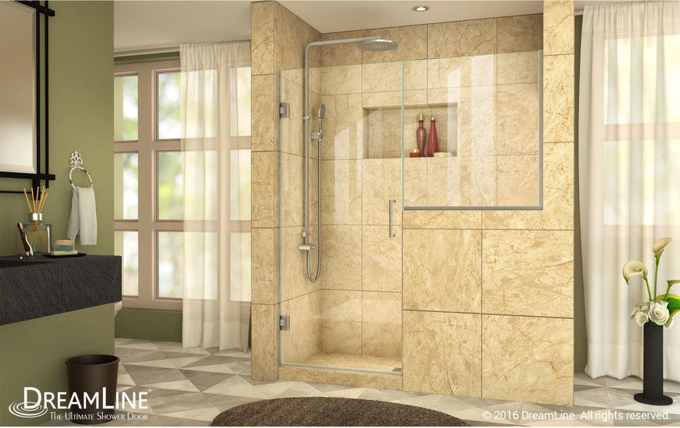 Unidoor Plus 59-59.5" Shower Door, Brushed Nickel