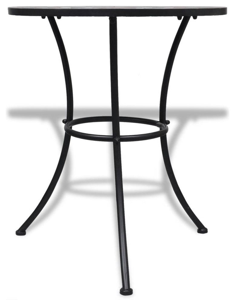 vidaXL Table Outdoor Side Table Garden Mosaic Table Ceramic Terracotta and White