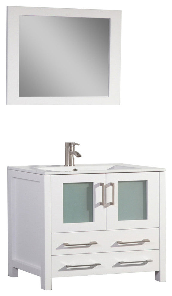 Vanity Art Vanity Set With Ceramic Top, 36", White, Led Touch-Switch Mirror