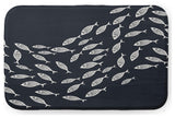 24" x 17" Escuela Bathmat, Shark Blue and White