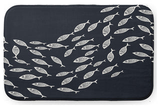24" x 17" Escuela Bathmat, Shark Blue and White