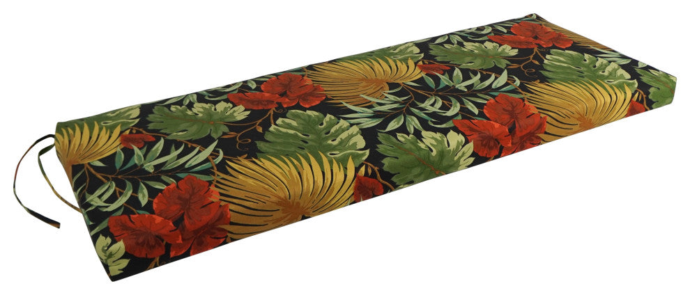 48"X19" Patterned Outdoor Spun Polyester Loveseat Cushion, Tropique Raven
