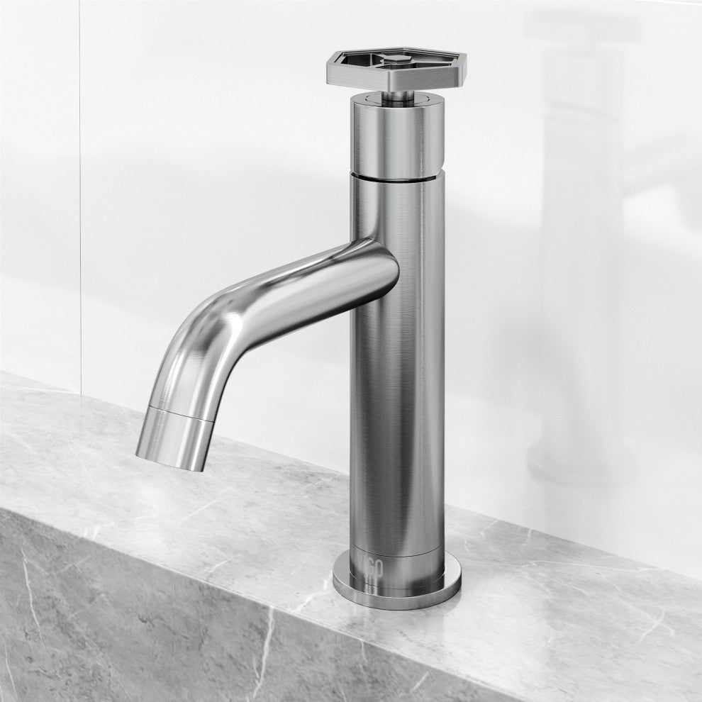 VIGO Ruxton 8" H Single Handle Single Hole Bathroom Faucet, Brushed Nickel, Without Extras