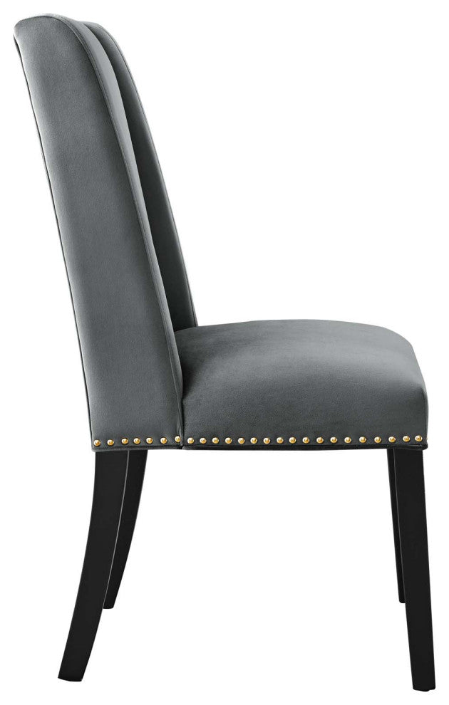 Baron Performance Velvet Dining Chairs, Set of 2, Gray