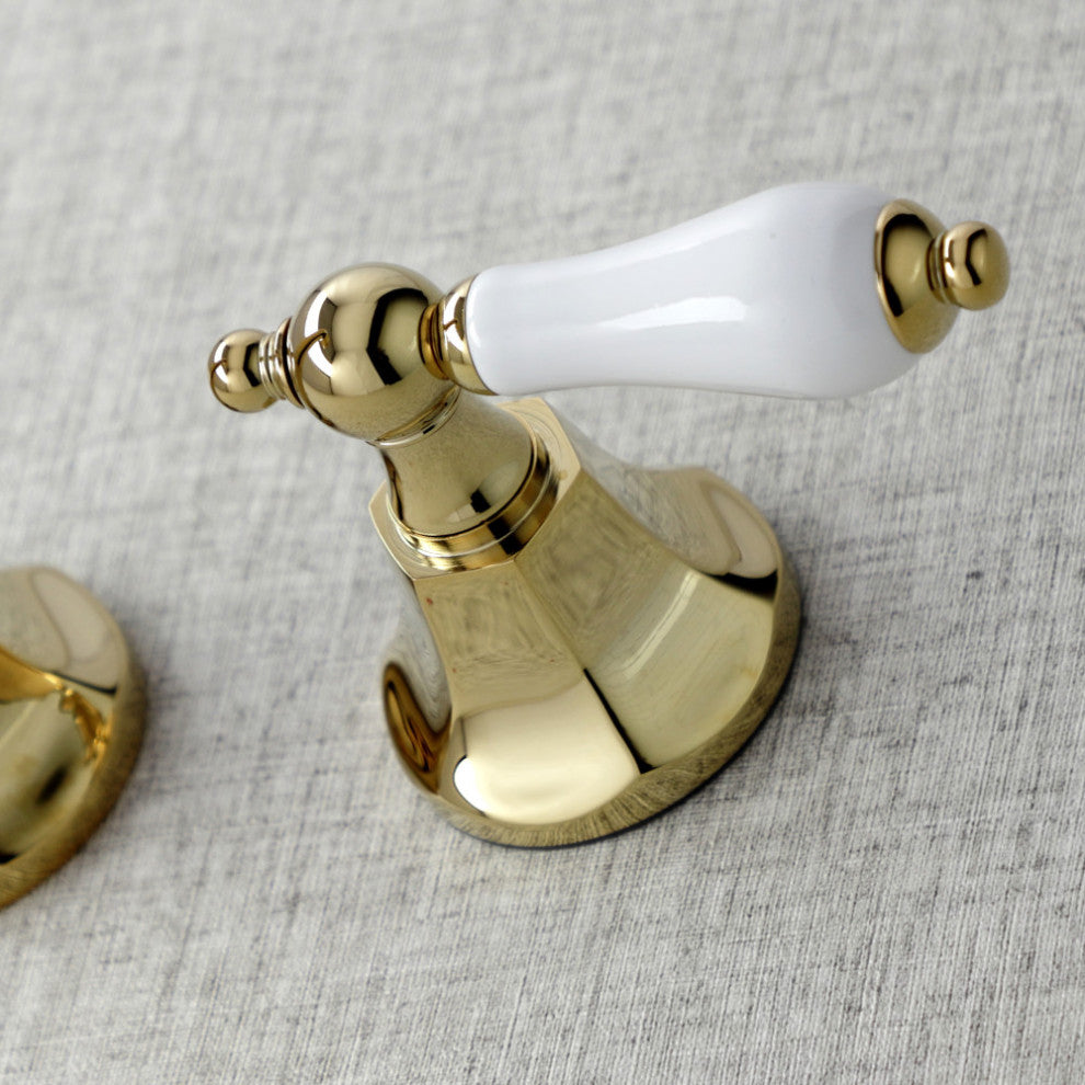 KS4022PL 2-Handle Wall Mount Tub Faucet, Polished Brass