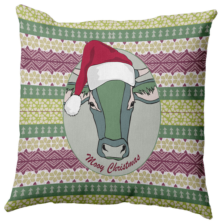 Mooy Christmas Accent Pillow, Gray Green, 26"x26"
