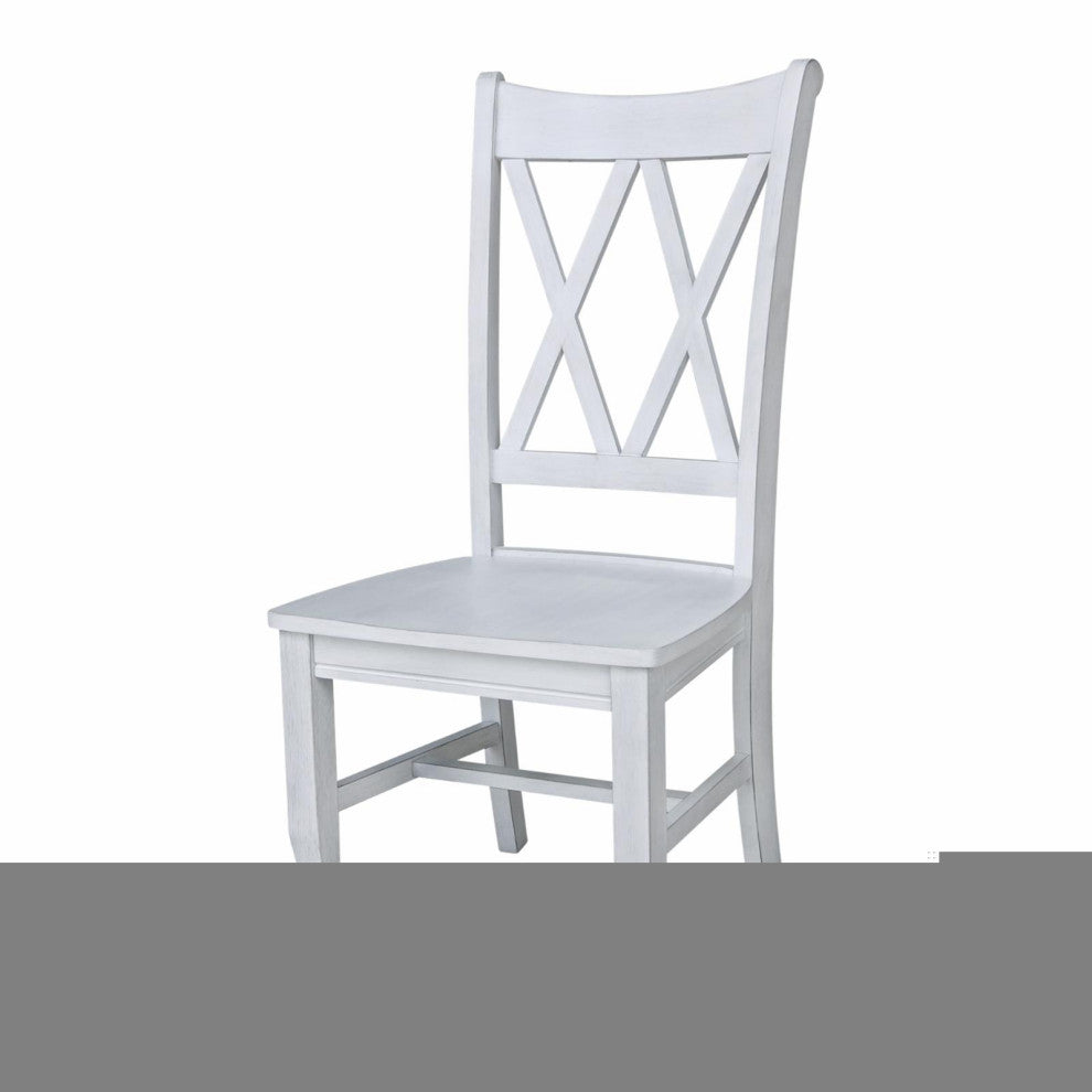 Transitional Desk With Storage Drawers & Double X-Shaped Back Chair, Chalk/White