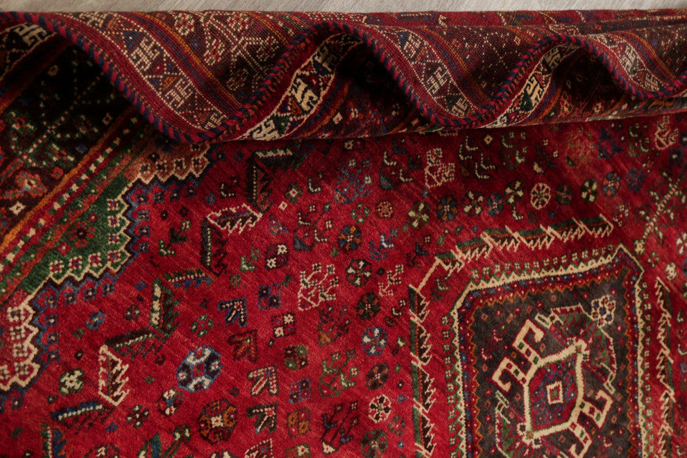 Consigned, Antique Oriental Persian Traditional Hand-Knotted Area Rug, Red, 6x9