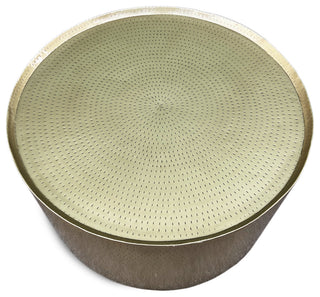 Hammered Brass Drum Coffee Table