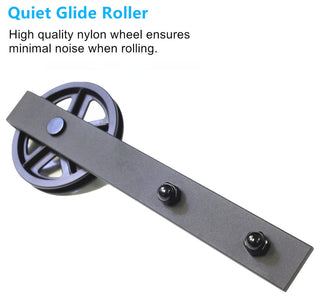 Sliding Barn Door Hardware for Double Door, Black Wheel Design, 5'