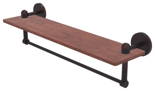 Tango 22" Solid Wood Shelf with Towel Bar, Venetian Bronze