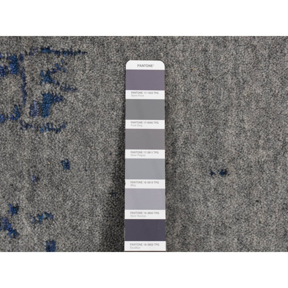 Battleship Gray, Jacquard Hand Loomed Hand Knotted Pure Wool Rug, 7'10"x10'