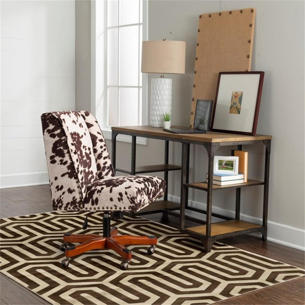 Linon Roma Zigzag Power Loomed Polypropylene 5'x7' Rug in Ivory