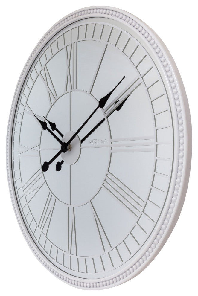 Cleopatra 22-Inch Round Mirror Wall Clock, White