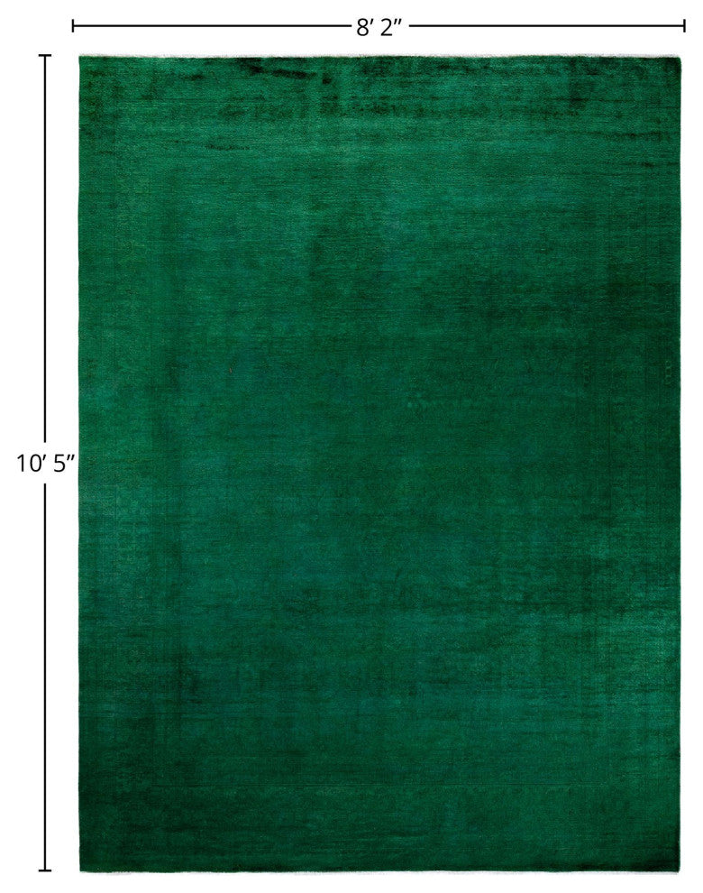 Overdyed, One-of-a-Kind Hand-Knotted Area Rug Green, 8'2"x10'5"