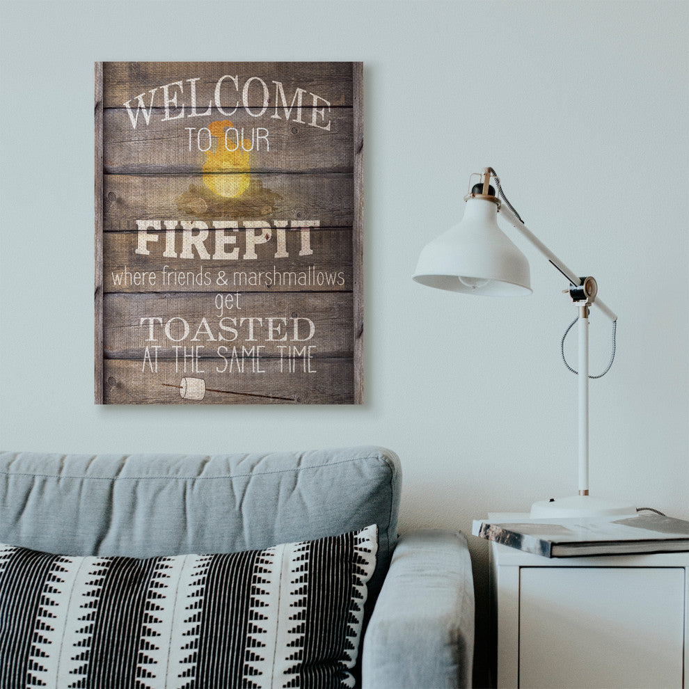 Firepit Country Home Te"xtured Word Design, 30"x40"