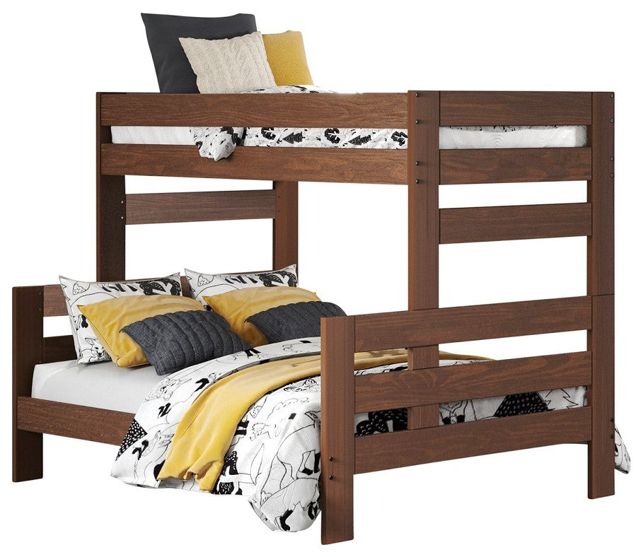 Jericho Mahogany Brown Wooden Bunk Beds, Mahogany, Twin Over Full