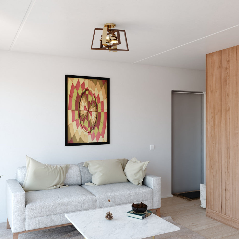 Vaxcel Lighting C0251 Dunning 2 Light 16"W Semi-Flush Ceiling - Natural Brass /