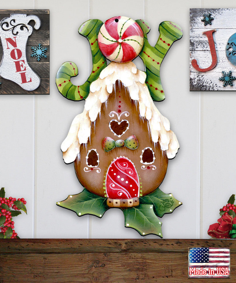 Joy Gingerbread House Door Hanger