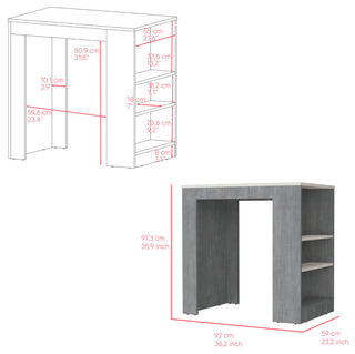 Kitchen Island Doyle, Kitchen, Concrete Gray / Ibiza Marble Color Finish