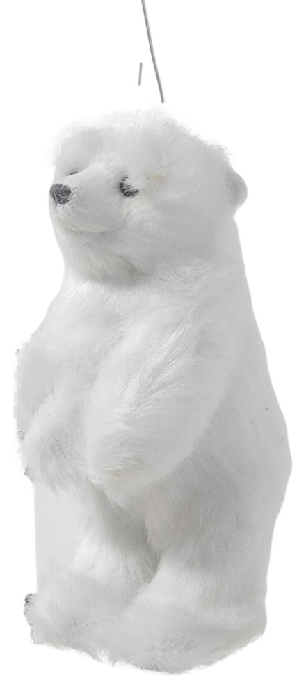 Plush Designer Furry Polar Bear Ornament White 5 in Adorable Figurine, Standing
